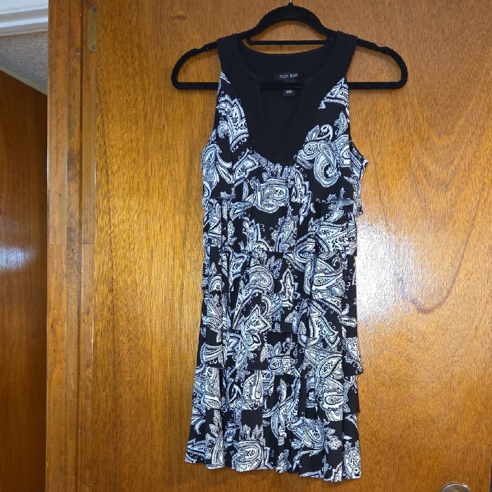 White House Black Market Black and White Paisley Mini Dress